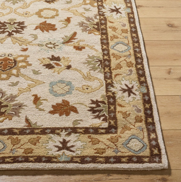 Livabliss Caesar Hand Tufted Wool Area Rug Traditional Pattern for Large Living Dining Rooms Light Beige, Ta 6' x 9' Oval CAE1010-69OV
