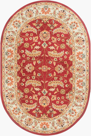 Livabliss Caesar Hand Tufted Wool Area Rug Crafted in India for Classic Living Spaces Rust, Light Gra 6' x 9' Oval CAE1022-69OV