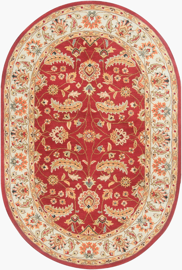 Livabliss Caesar Hand Tufted Wool Area Rug Crafted in India for Classic Living Spaces Rust, Light Gra 6' x 9' Oval CAE1022-69OV