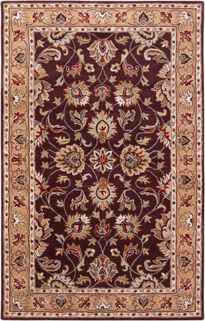 Livabliss Caesar Collection Hand Tufted Wool Area Rug Updated Traditional Pattern for Large Living Rooms Burgundy, Tan 6' x 9' Rectangle CAE1024-69