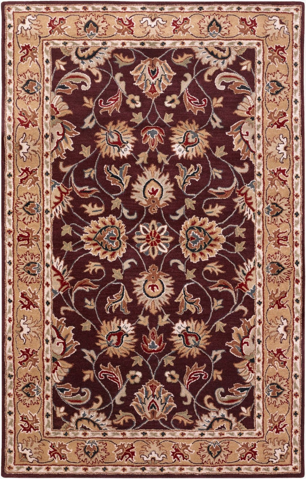 Livabliss Caesar Collection Hand Tufted Wool Area Rug Updated Traditional Pattern for Large Living Rooms Burgundy, Tan 6' x 9' Rectangle CAE1024-69