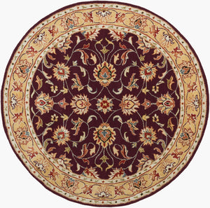Livabliss Caesar Collection Hand Tufted Wool Area Rug Updated Traditional Pattern for Large Living Rooms Burgundy, Tan 4' x 4' Round CAE1024-4RD
