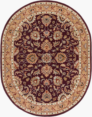 Livabliss Caesar Collection Hand Tufted Wool Area Rug Updated Traditional Pattern for Large Living Rooms Burgundy, Tan 8' x 10' CAE1024-810OV
