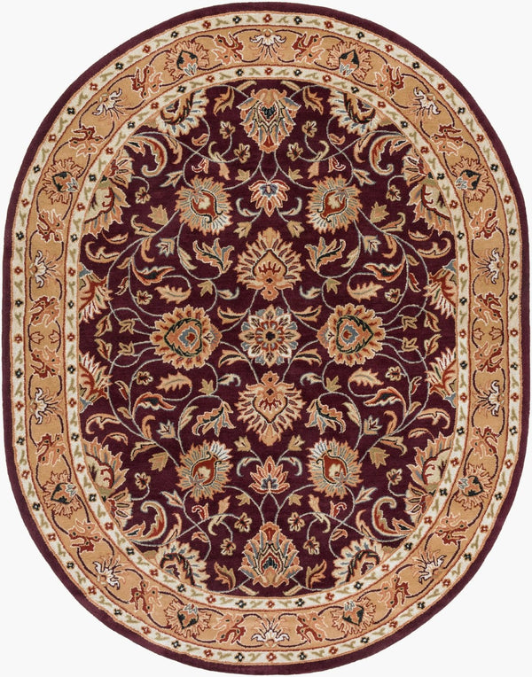 Livabliss Caesar Collection Hand Tufted Wool Area Rug Updated Traditional Pattern for Large Living Rooms Burgundy, Tan 8' x 10' CAE1024-810OV