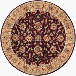Livabliss Caesar Collection Hand Tufted Wool Area Rug Updated Traditional Pattern for Large Living Rooms Burgundy, Tan 8' x 8' Round CAE1024-8RD