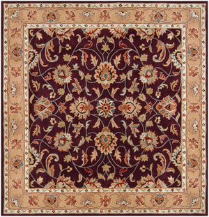 Livabliss Caesar Collection Hand Tufted Wool Area Rug Updated Traditional Pattern for Large Living Rooms Burgundy, Tan 6' x 6' Square CAE1024-6SQ