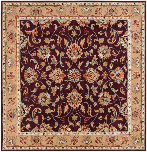 Livabliss Caesar Collection Hand Tufted Wool Area Rug Updated Traditional Pattern for Large Living Rooms Burgundy, Tan 6' x 6' Square CAE1024-6SQ