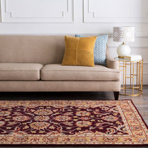 Livabliss Caesar Collection Hand Tufted Wool Area Rug Updated Traditional Pattern for Large Living Rooms Burgundy, Tan 6' x 9' Rectangle CAE1024-69