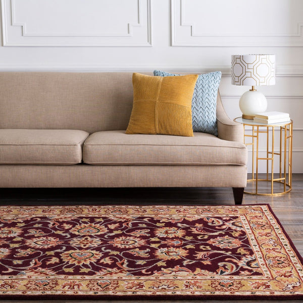 Livabliss Caesar Collection Hand Tufted Wool Area Rug Updated Traditional Pattern for Large Living Rooms Burgundy, Tan 6' x 9' Rectangle CAE1024-69