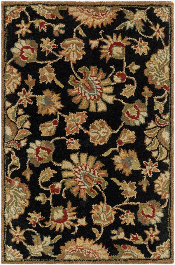 Livabliss Caesar Hand Tufted Wool Area Rug with Persian Inspired Motifs for Living Dining Rooms Black, Dark Bro 2' x 3' CAE1027-23