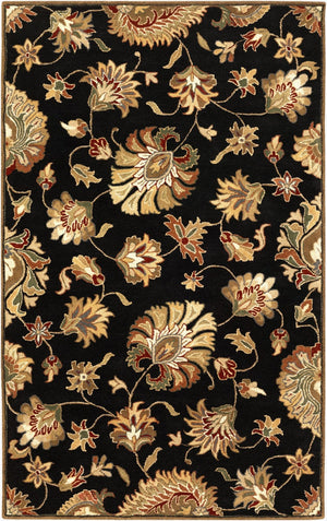 Livabliss Caesar Hand Tufted Wool Area Rug with Persian Inspired Motifs for Living Dining Rooms Black, Dark Bro 4' x 6' CAE1027-46
