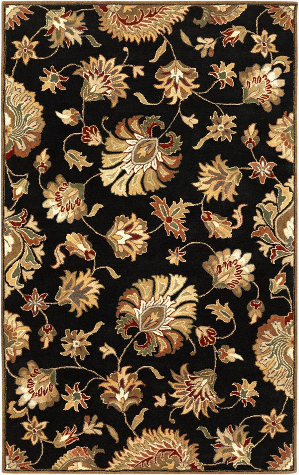 Livabliss Caesar Hand Tufted Wool Area Rug with Persian Inspired Motifs for Living Dining Rooms Black, Dark Bro 4' x 6' CAE1027-46