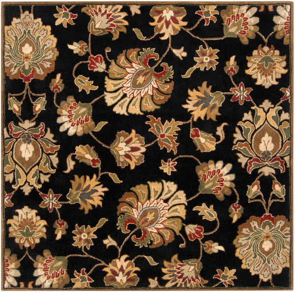 Livabliss Caesar Hand Tufted Wool Area Rug with Persian Inspired Motifs for Living Dining Rooms Black, Dark Bro 4' x 4' Square CAE1027-4SQ