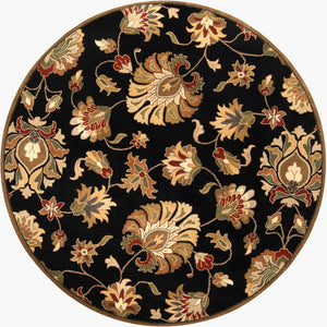 Livabliss Caesar Hand Tufted Wool Area Rug with Persian Inspired Motifs for Living Dining Rooms Black, Dark Bro 8' x 8' Round CAE1027-8RD