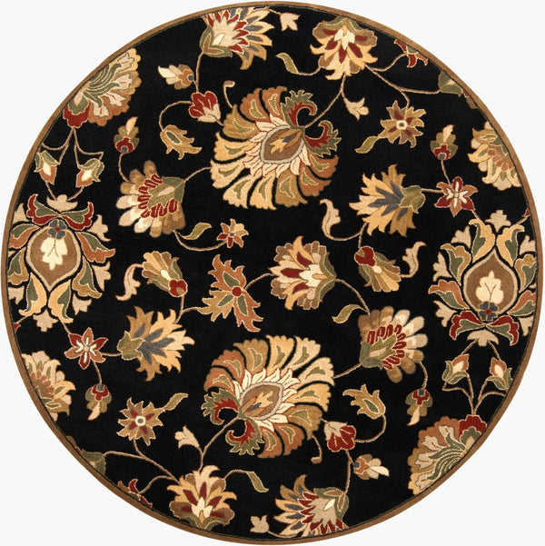 Livabliss Caesar Hand Tufted Wool Area Rug with Persian Inspired Motifs for Living Dining Rooms Black, Dark Bro 8' x 8' Round CAE1027-8RD
