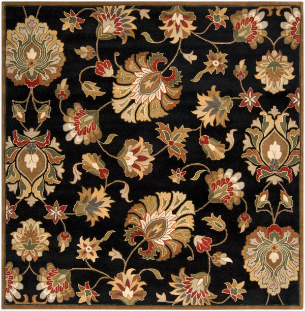 Livabliss Caesar Hand Tufted Wool Area Rug with Persian Inspired Motifs for Living Dining Rooms Black, Dark Bro 8' x 8' Square CAE1027-8SQ