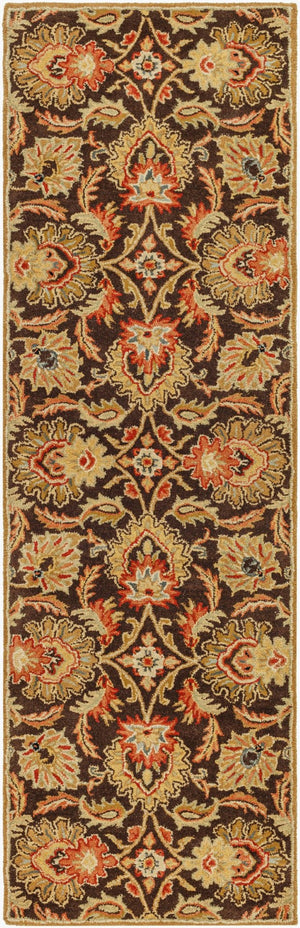 Livabliss Caesar Hand Tufted Wool Area Rug Traditional Pattern for Living and Dining Rooms Dark Brown, Bur 2'6" x 8' CAE1028-268