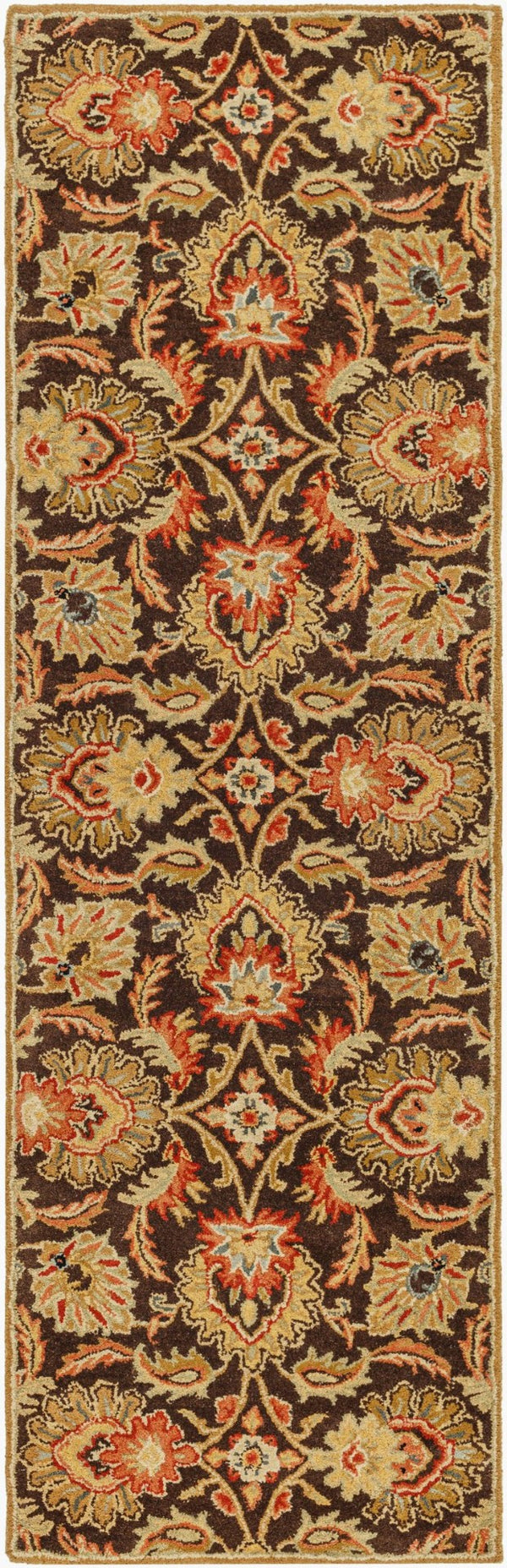 Livabliss Caesar Hand Tufted Wool Area Rug Traditional Pattern for Living and Dining Rooms Dark Brown, Bur 2'6" x 8' CAE1028-268