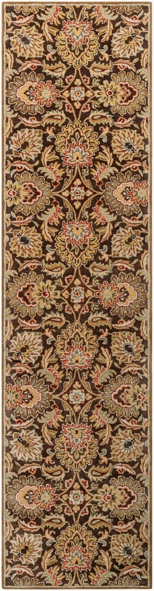Livabliss Caesar Hand Tufted Wool Area Rug Traditional Pattern for Living and Dining Rooms Dark Brown, Bur 3' x 12' CAE1028-312