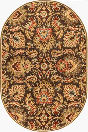 Livabliss Caesar Hand Tufted Wool Area Rug Traditional Pattern for Living and Dining Rooms Dark Brown, Bur 6' x 9' Oval CAE1028-69OV