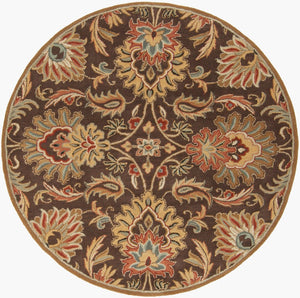 Livabliss Caesar Hand Tufted Wool Area Rug Traditional Pattern for Living and Dining Rooms Dark Brown, Bur 6' x 6' Round CAE1028-6RD