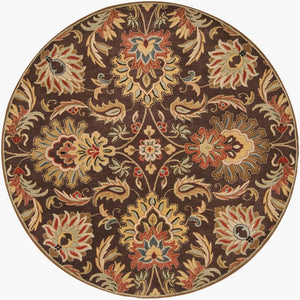 Livabliss Caesar Hand Tufted Wool Area Rug Traditional Pattern for Living and Dining Rooms Dark Brown, Bur 8' x 8' Round CAE1028-8RD