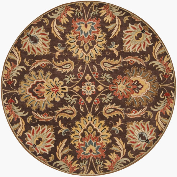 Livabliss Caesar Hand Tufted Wool Area Rug Traditional Pattern for Living and Dining Rooms Dark Brown, Bur 8' x 8' Round CAE1028-8RD