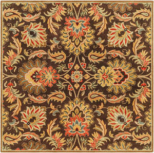 Livabliss Caesar Hand Tufted Wool Area Rug Traditional Pattern for Living and Dining Rooms Dark Brown, Bur 8' x 8' Square CAE1028-8SQ
