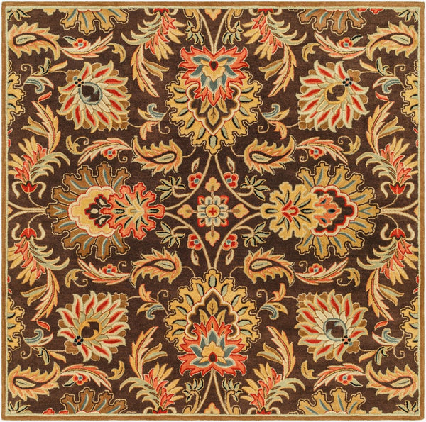 Livabliss Caesar Hand Tufted Wool Area Rug Traditional Pattern for Living and Dining Rooms Dark Brown, Bur 8' x 8' Square CAE1028-8SQ