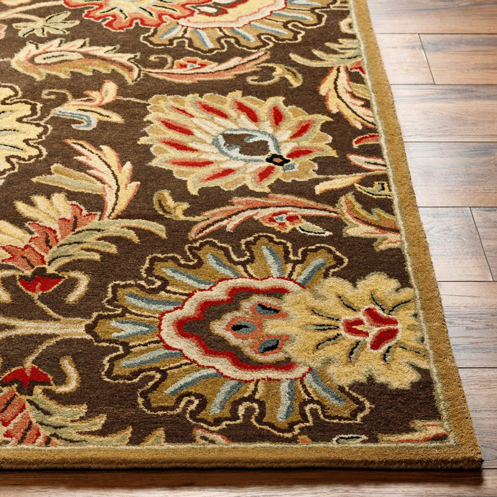 Livabliss Caesar Hand Tufted Wool Area Rug Traditional Pattern for Living and Dining Rooms Dark Brown, Bur 6' x 6' Round CAE1028-6RD