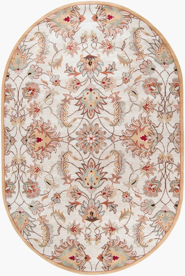 Livabliss Caesar Hand Tufted Wool Area Rug Traditional Pattern for Formal Living Dining Spaces Medium Gray, Ta 6' x 9' Oval CAE1029-69OV