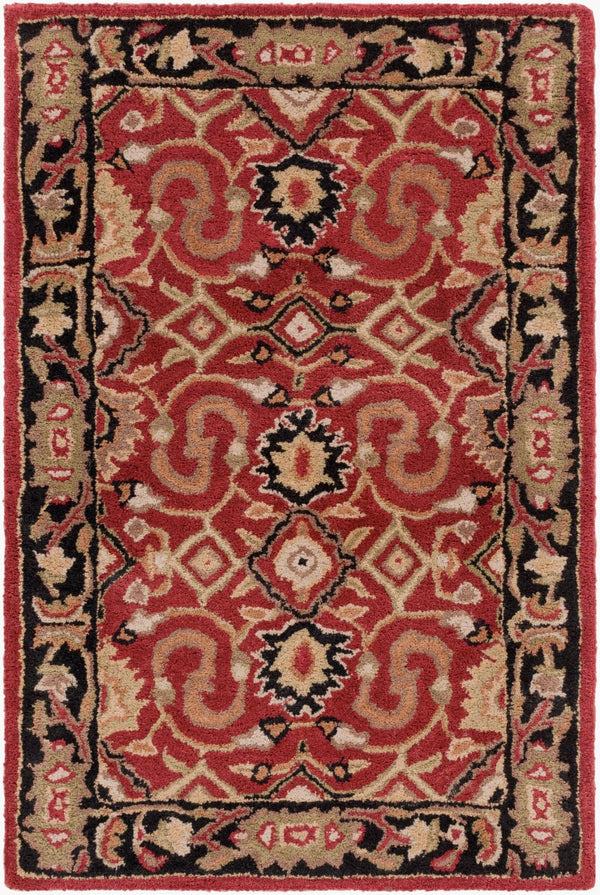 Livabliss Caesar Hand Tufted Wool Area Rug Traditional Pattern for Large Living Dining Rooms Burgandy, Black 2' x 3' CAE1031-23