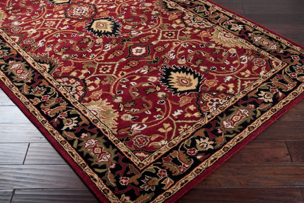 Livabliss Caesar Hand Tufted Wool Area Rug Traditional Pattern for Large Living Dining Rooms Burgandy, Black 6' x 6' Square CAE1031-6SQ