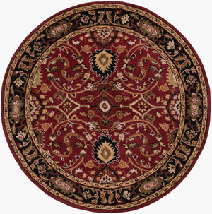 Livabliss Caesar Hand Tufted Wool Area Rug Traditional Pattern for Large Living Dining Rooms Burgandy, Black 6' x 6' Round CAE1031-6RD