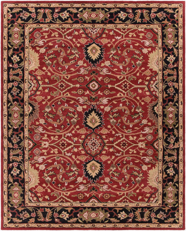 Livabliss Caesar Hand Tufted Wool Area Rug Traditional Pattern for Large Living Dining Rooms Burgandy, Black 7'6" x 9'6" CAE1031-7696