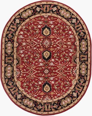 Livabliss Caesar Hand Tufted Wool Area Rug Traditional Pattern for Large Living Dining Rooms Burgandy, Black 8' x 10' CAE1031-810OV