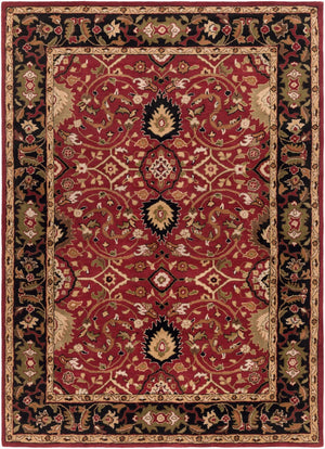 Livabliss Caesar Hand Tufted Wool Area Rug Traditional Pattern for Large Living Dining Rooms Burgandy, Black 8' x 11' CAE1031-811