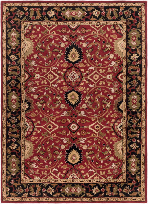 Livabliss Caesar Hand Tufted Wool Area Rug Traditional Pattern for Large Living Dining Rooms Burgandy, Black 8' x 11' CAE1031-811