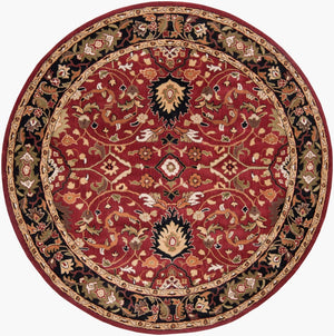 Livabliss Caesar Hand Tufted Wool Area Rug Traditional Pattern for Large Living Dining Rooms Burgandy, Black 8' x 8' Round CAE1031-8RD