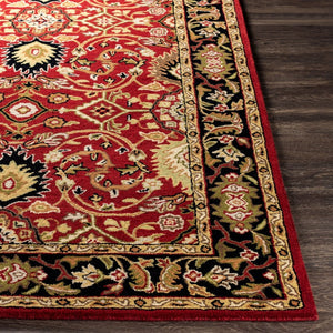 Livabliss Caesar Hand Tufted Wool Area Rug Traditional Pattern for Large Living Dining Rooms Burgandy, Black 6' x 6' Square CAE1031-6SQ