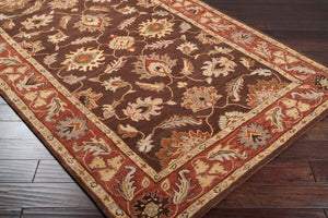 Livabliss Caesar Hand Tufted Wool Area Rug Traditional Pattern for Formal Living Dining Spaces Dark Brown, Rus 8' x 10' CAE1036-810OV