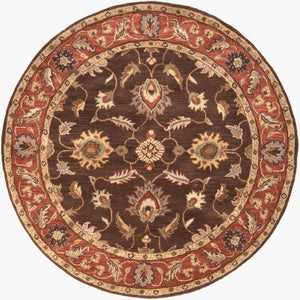 Livabliss Caesar Hand Tufted Wool Area Rug Traditional Pattern for Formal Living Dining Spaces Dark Brown, Rus 4' x 4' Round CAE1036-4RD