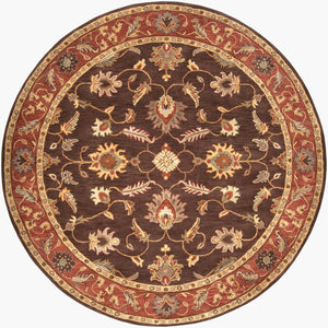 Livabliss Caesar Hand Tufted Wool Area Rug Traditional Pattern for Formal Living Dining Spaces Dark Brown, Rus 8' x 8' Round CAE1036-8RD