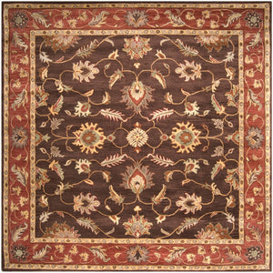 Livabliss Caesar Hand Tufted Wool Area Rug Traditional Pattern for Formal Living Dining Spaces Dark Brown, Rus 4' x 4' Square CAE1036-4SQ