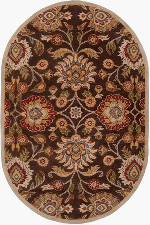 Livabliss Caesar Hand Tufted Wool Area Rug Artisan Crafted Traditional Style for Large Living Spaces Dark Brown, Bro 6' x 9' Oval CAE1051-69OV