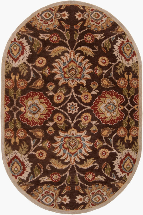 Livabliss Caesar Hand Tufted Wool Area Rug Artisan Crafted Traditional Style for Large Living Spaces Dark Brown, Bro 6' x 9' Oval CAE1051-69OV