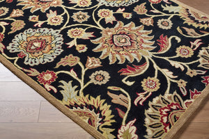 Livabliss Caesar Hand Tufted Wool Area Rug Traditional Pattern for Living or Dining Rooms Black, Brown 4' x 4' Round CAE1053-4RD