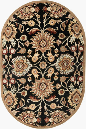 Livabliss Caesar Hand Tufted Wool Area Rug Traditional Pattern for Living or Dining Rooms Black, Brown 6' x 9' Oval CAE1053-69OV