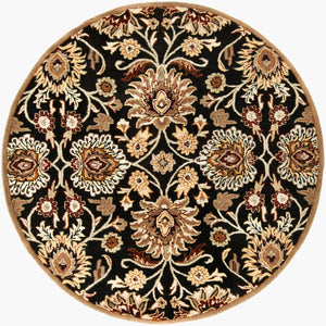 Livabliss Caesar Hand Tufted Wool Area Rug Traditional Pattern for Living or Dining Rooms Black, Brown 4' x 4' Round CAE1053-4RD