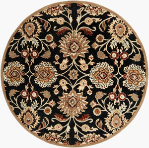 Livabliss Caesar Hand Tufted Wool Area Rug Traditional Pattern for Living or Dining Rooms Black, Brown 8' x 8' Round CAE1053-8RD